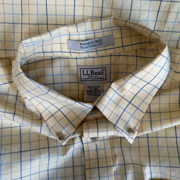L.L. Bean | Men's yellow & blue plaid button down shirt size XL - Picture 3 of 6